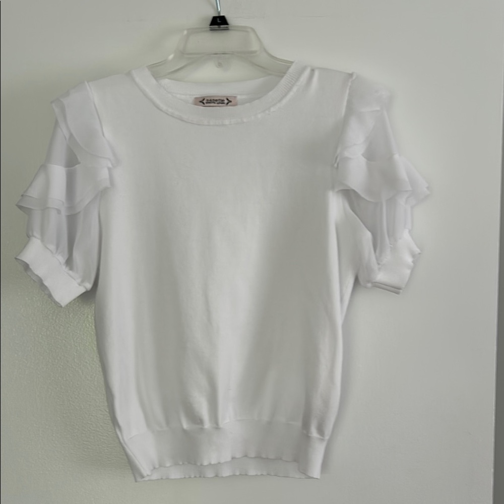 Nannette White Ruffle Sleeve Blouse